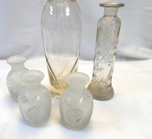 Vintage LOT OF 5 glass vases