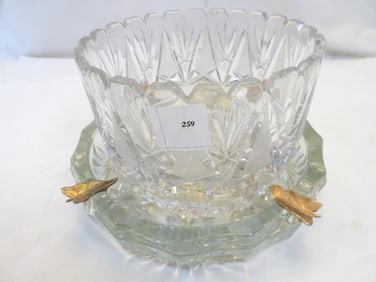 Vintage Cut Crystal Glass Bowl and Anchor Hocking Ashtray