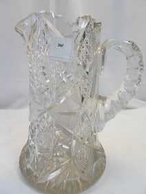 Antique American Brilliant Cut Glass Pitcher, large and heavy