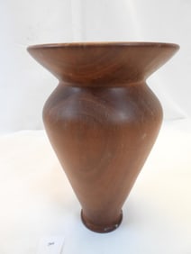 Art Deco style brown wood turned vase