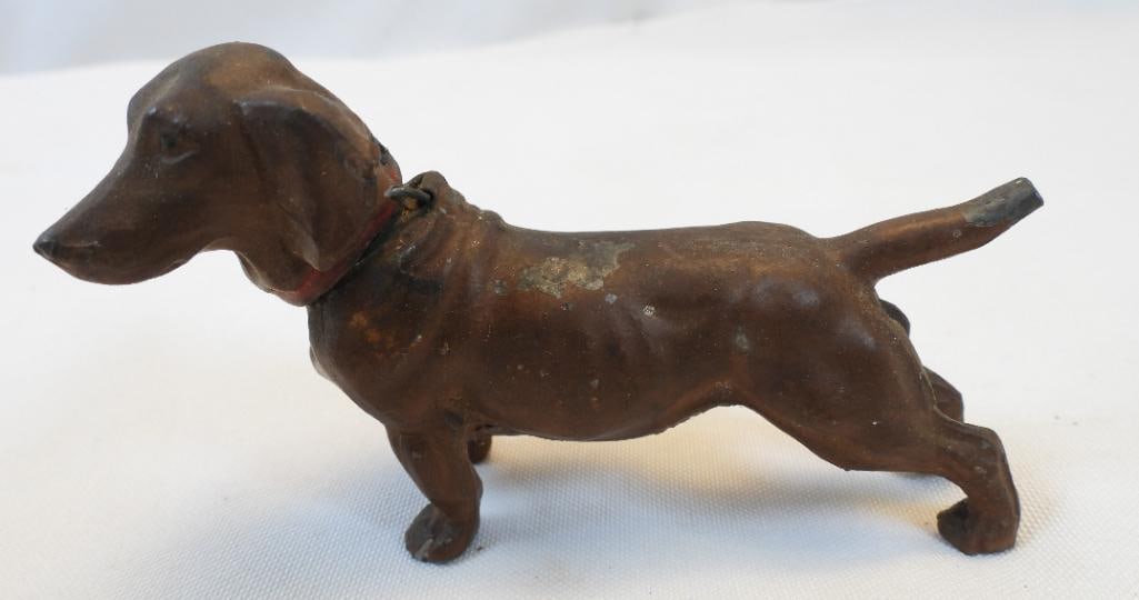 Antique Solid bronze novelty Dachshund dog cigarette lighter (1 of 6)