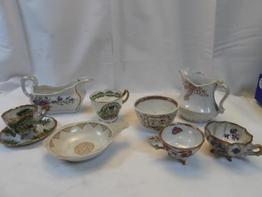 antique LOT OF 9-pieces including Staffordshire, M S Austria, etc.