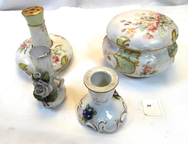 LOT OF 6 antique porcelain ewer, candlestick bud vase and more Limoges