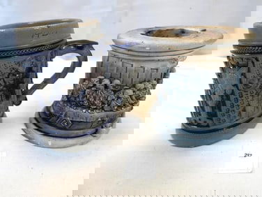 Vintage Stoneware Beer Stein and ceramic Last Supper tea light candle holder