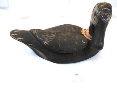 Wooden duck decoy, likely an antique Bluebill drake