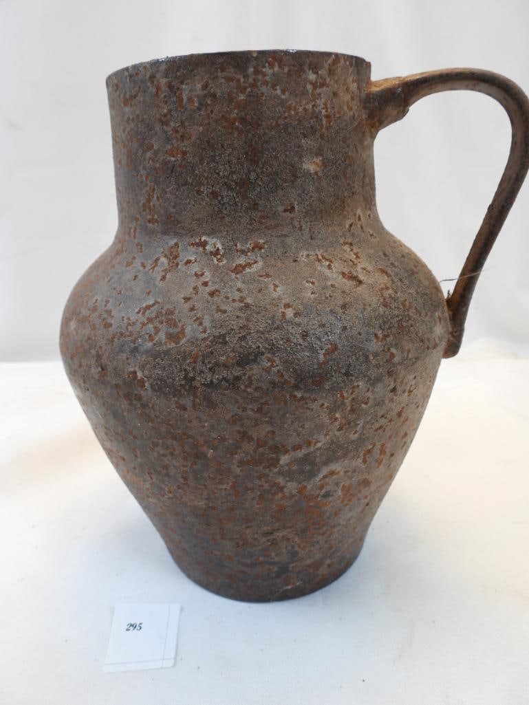 Antique heavy  rustic primitive cast iron  pitcher vase (1 of 6)
