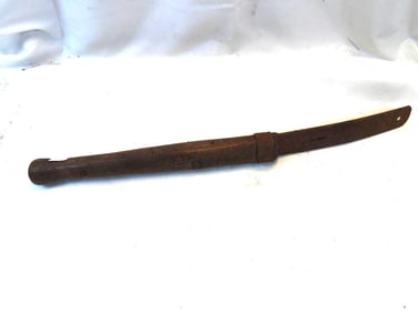 Antique Cast Iron handheld tool with wood handle