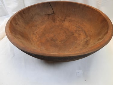 Large antique hand carved wood wooden dough bowl