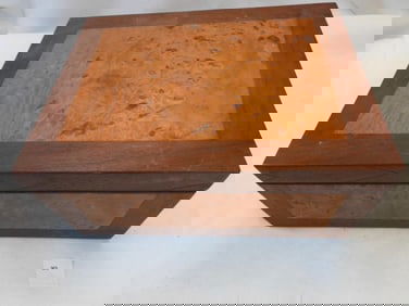 Antique wood trinket box with hinged lid