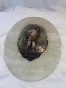 Heavy marble plaque with 3D man in a landscape setting