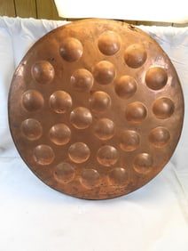Antique Large 23" Biscuit Pan Egg Poacher Copper Pan