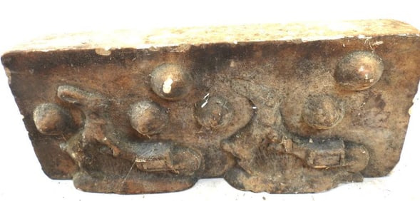 Rabbit and wheelbarrow stone garden block