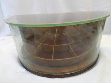 Antique Half-Circle Wooden and Glass tier level display case