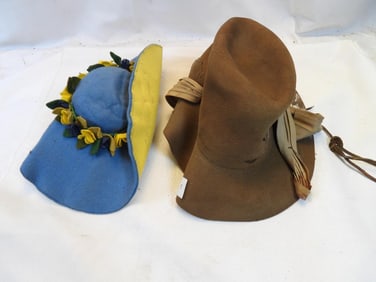 LOT OF 2 Antique mens and womens wool hats