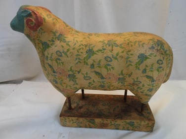 Vintage papier-mache ram figurine