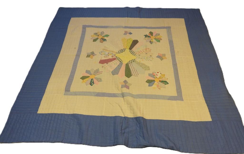 Antique Pennsylvania Dutch Hand stitched hand made Dresden Plate pattern quilt (1 of 9)