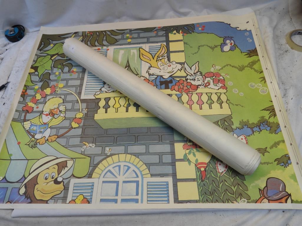 LOT OF 4 vintage Disney character prints: LOT OF 4 vintage Disney character prints, approx. 26.5" x 32.5"
