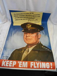 Vintage WWII Poster: "Keep 'Em Flying": Vintage WWII Poster: "Keep 'Em Flying", normal poster lines and tears/wear due to age, approx. 28" x 39"