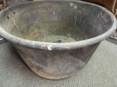 Antique vintage large pot and ladle