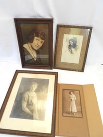 LOT OF 4 vintage photos, 3 in antique frames