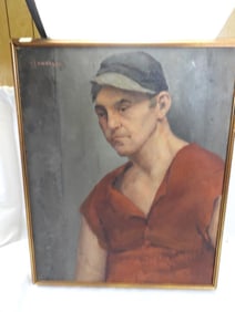 A C. Rehberger signed framed portrait painting on canvas