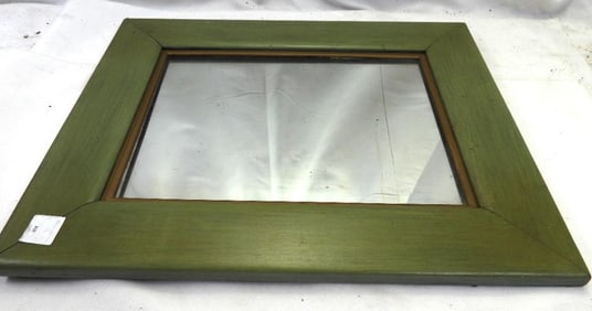 Vintage wood framed green wall mirror