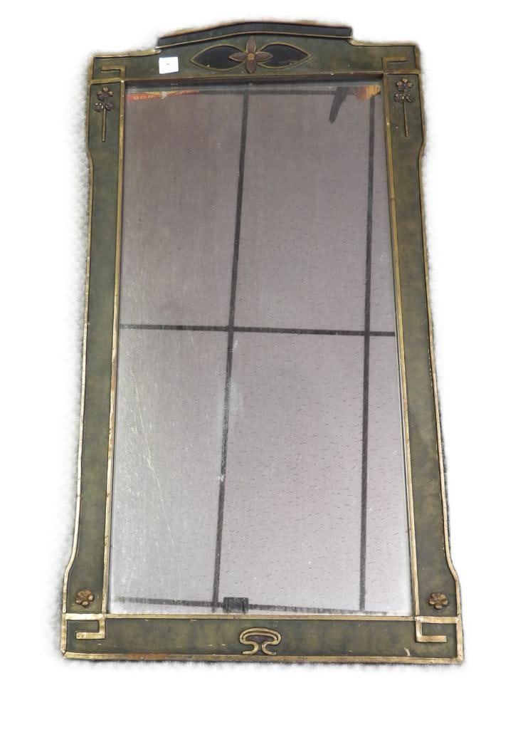 Antique Large Green wood framed wall mirror with gold and floral accents (1 of 4)
