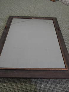 Antique large wood framed wall mirror: Antique large wood framed wall mirror, needs mirror secured better for use, approx. 27.5" wide by 32.5" tall