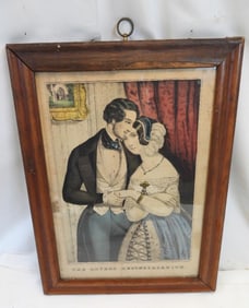 Antique 1846 N Currier The Lovers print in vintage frame