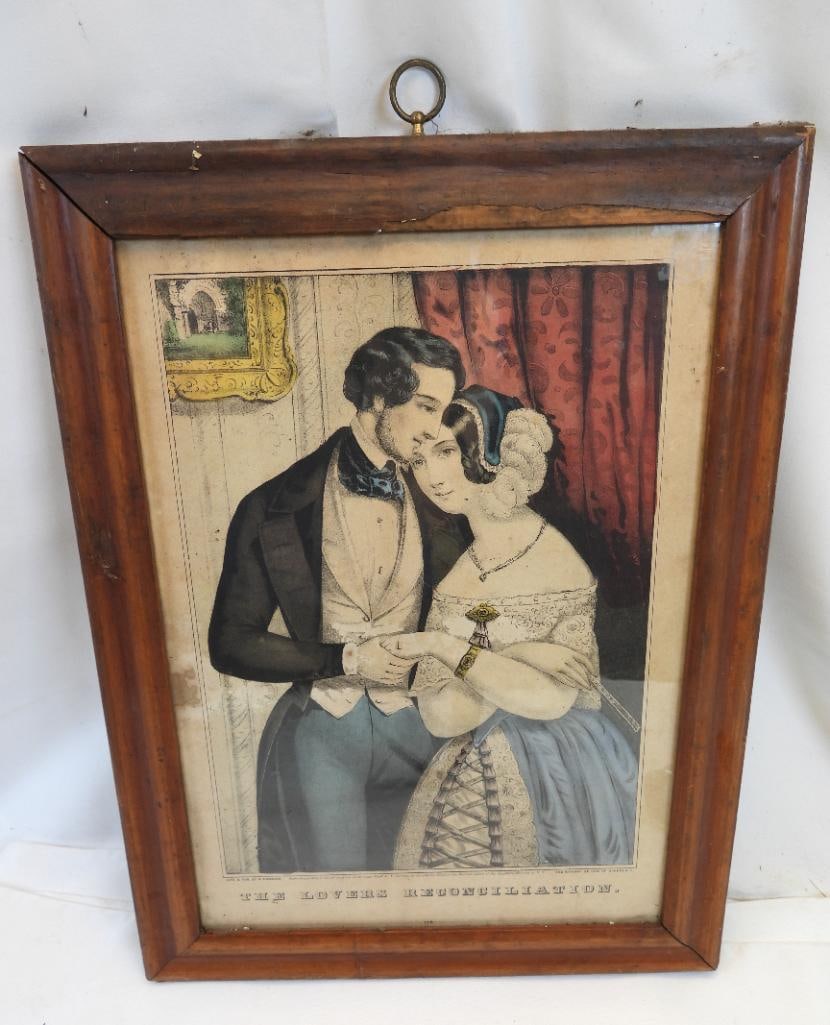 Antique 1846 N Currier The Lovers print in vintage frame (1 of 7)