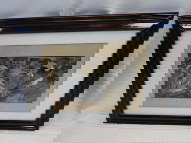 Antique hand-colored original etching of "A Little Mortgage"