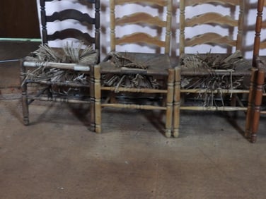 LOT OF 3 Antique Amish Cane Seat high-back farmhouse chairs