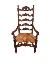Antique cane-seat wooden chair