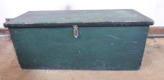 Antique green painted pine box