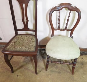 Lot of 2 Antique Mahogany Side dining chairs
