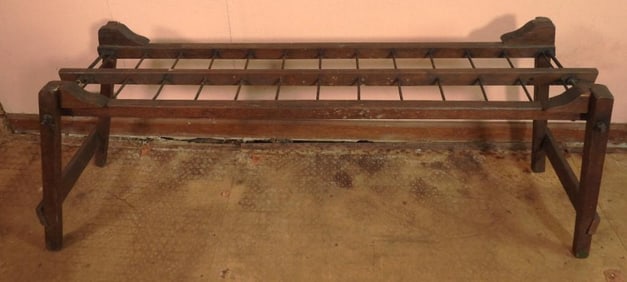 Antique Cast iron and Oak butcher paper roll cutter