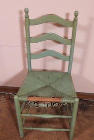 Antique green cane seat high back chair matches lot green desk