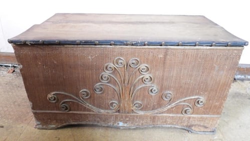 Antique Wicker over wood trunk