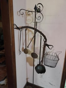 Antique Cast iron Kitchen Stand with tools