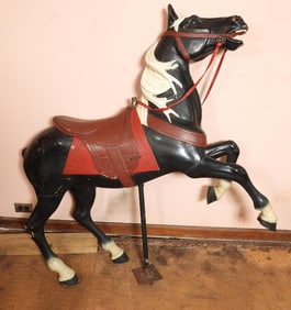 Antique Wood Carousel Horse with pole and original paint