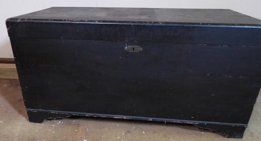 Antique black painted blanket chest primitive