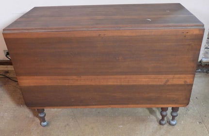 Antique walnut gate-leg drop-down table with drawer