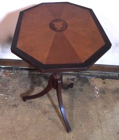 Vintage inlay octagonal Bombay accent table