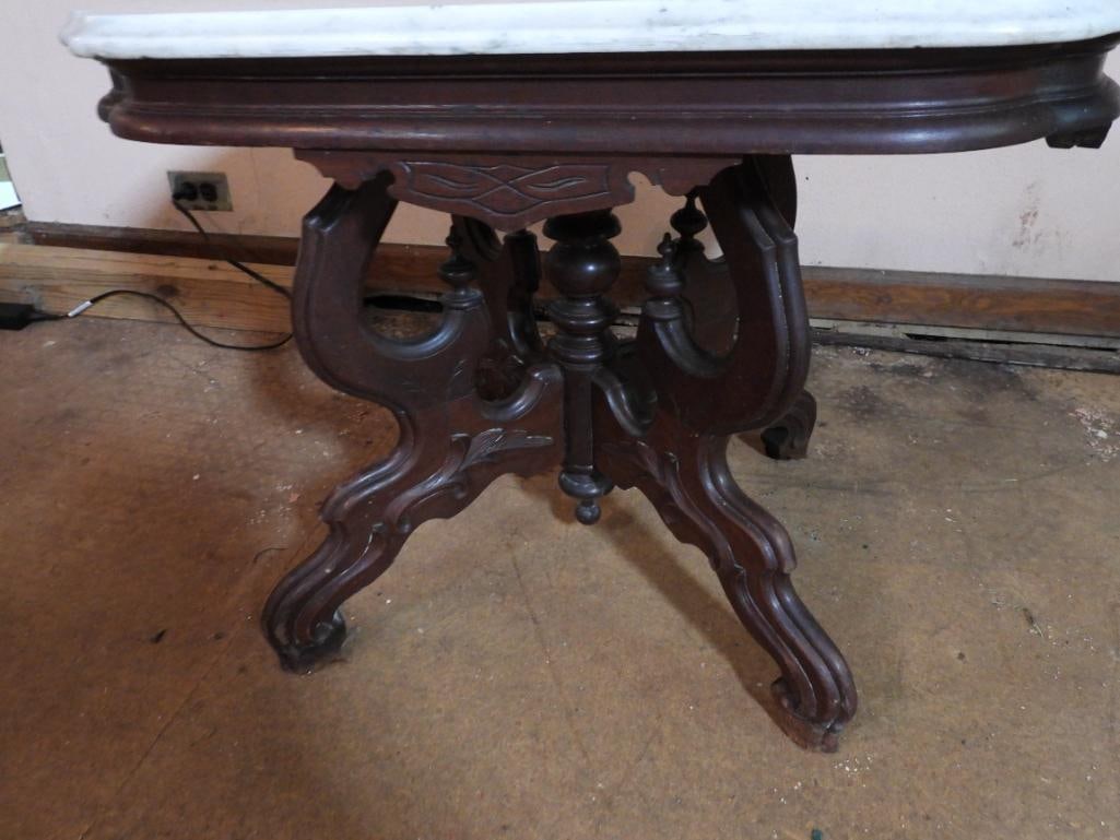 Marble top antique mahogany table (1 of 8)