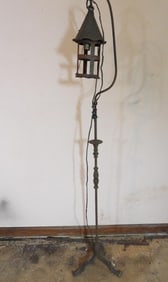 Antique cast metal bird cage floor lamp