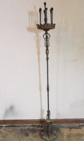 Antique cast-iron ornate floor lamp with original paint