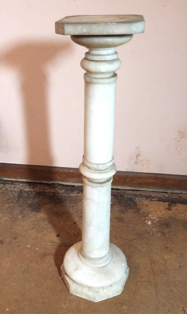 Antique Tall Solid Marble Pedestal (1 of 4)