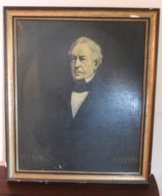 Early  oil painting, Wendell Phillips, of distinguished gentleman