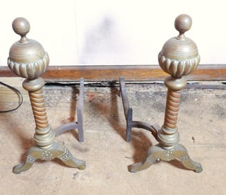 Pair of cast iron fireplace screen holders
