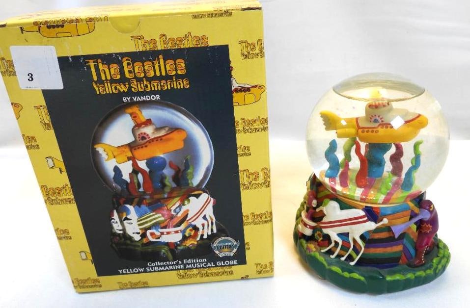 YELLOW SUBMARINE Musical Globe, Collector's Edition, in box: YELLOW SUBMARINE Musical Globe, Collector's Edition, in box, 7 of 10,000, approx. 5" wide and 6" tall, tested and plays music